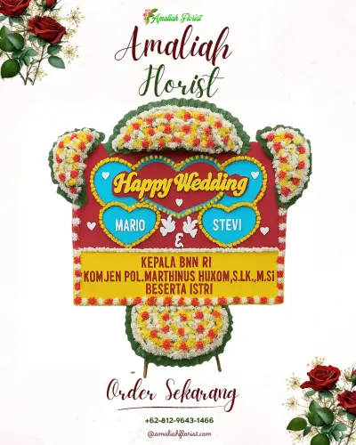 Karangan Papan Bunga Pernikahan di Bendul Merisi